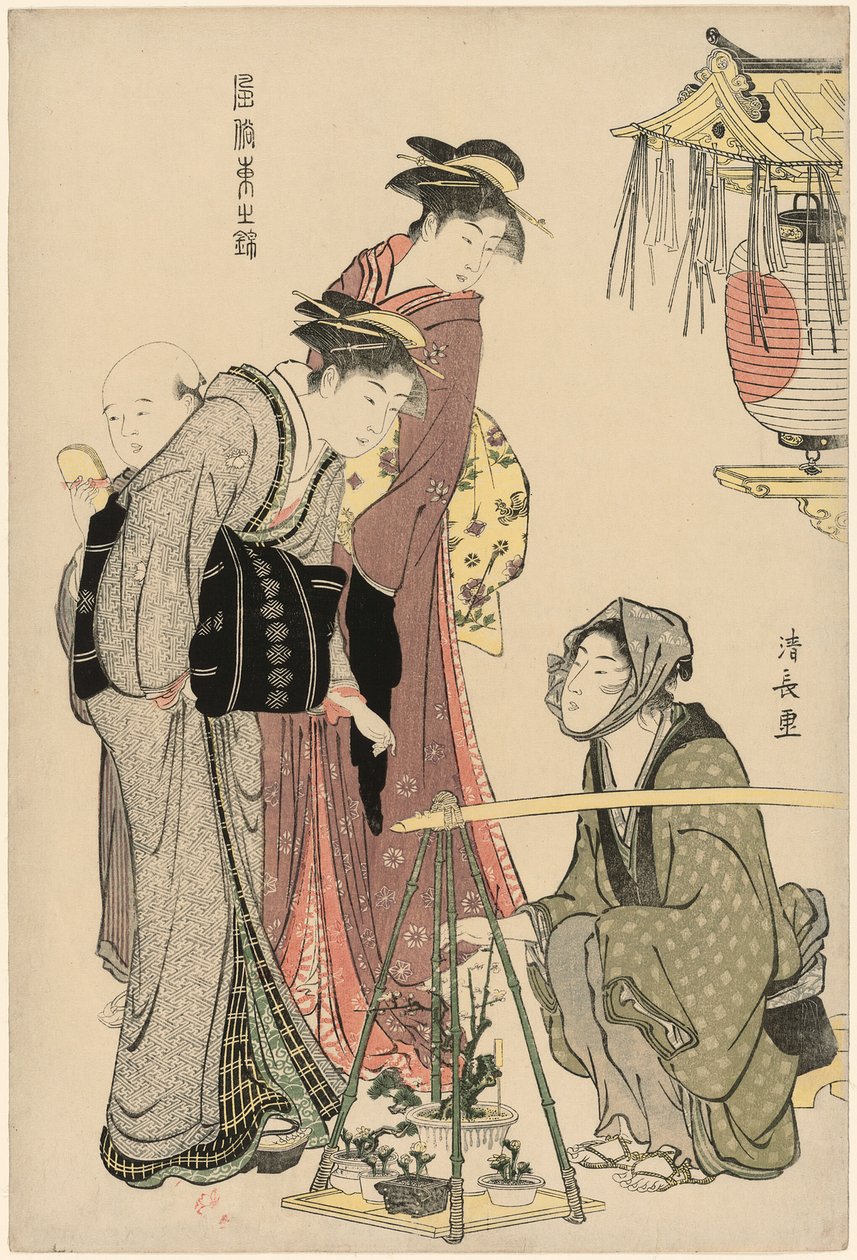 Acquisto di piante in vaso, dalla serie "Un broccato di maniere orientali (Fuzoku Azuma no nishiki)" da Torii Kiyonaga