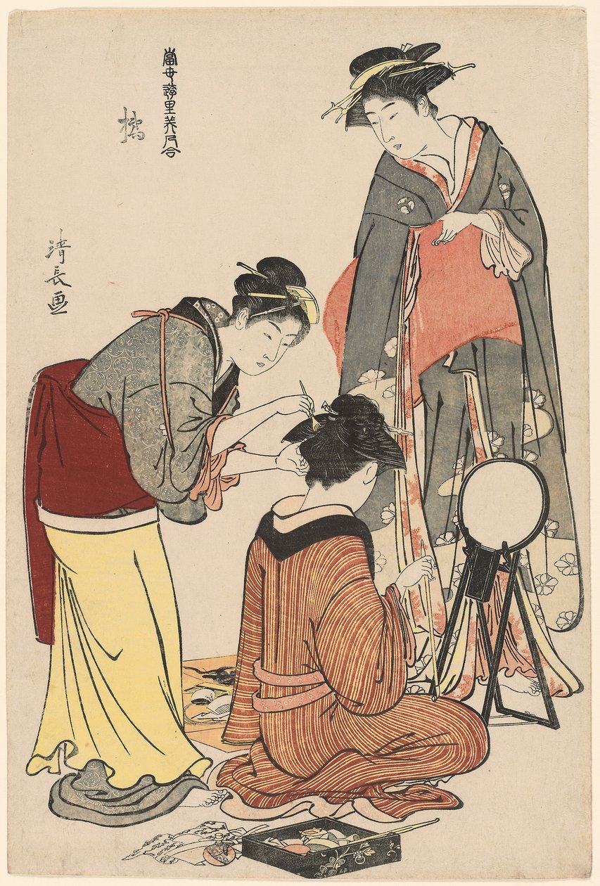 Intrattenitori del Tachibana, dalla serie "Una collezione di bellezze contemporanee dei quartieri del piacere (Tosei yuri bijin awase)", c.1782 da Torii Kiyonaga