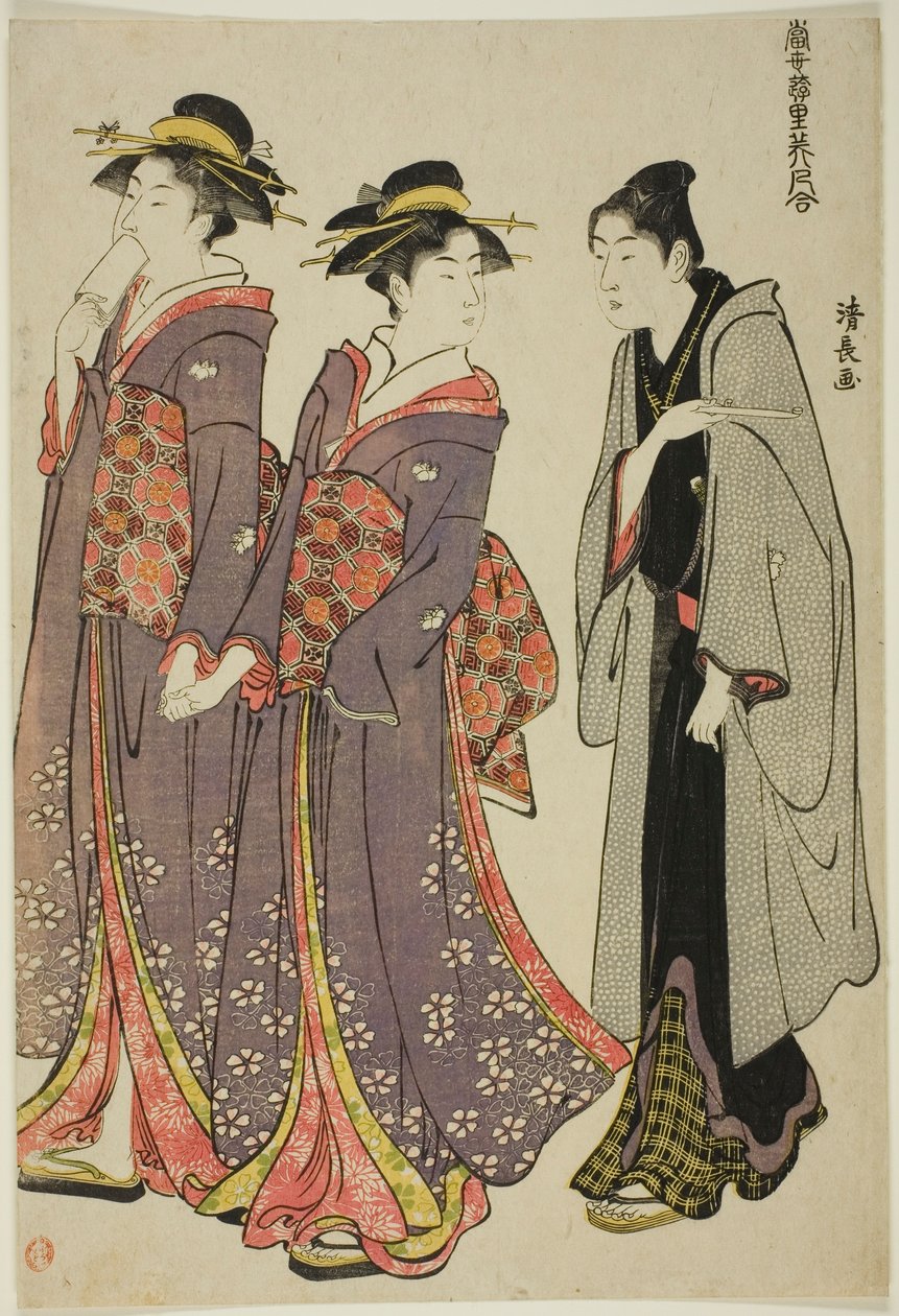 Passeggiata, dalla serie "Una collezione di bellezze contemporanee dei quartieri del piacere" da Torii Kiyonaga