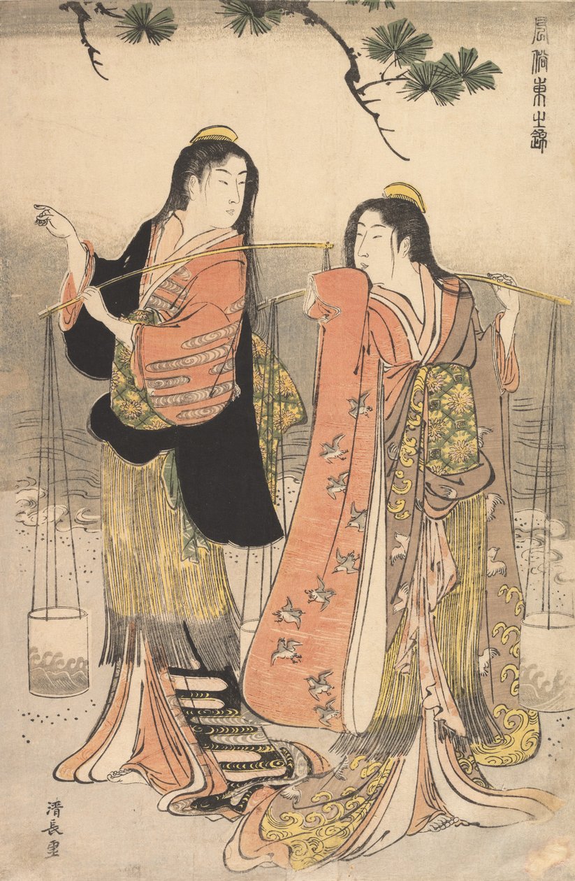 Le fanciulle della salamoia di Suma Shiokumi, Suma, 1783 da Torii Kiyonaga