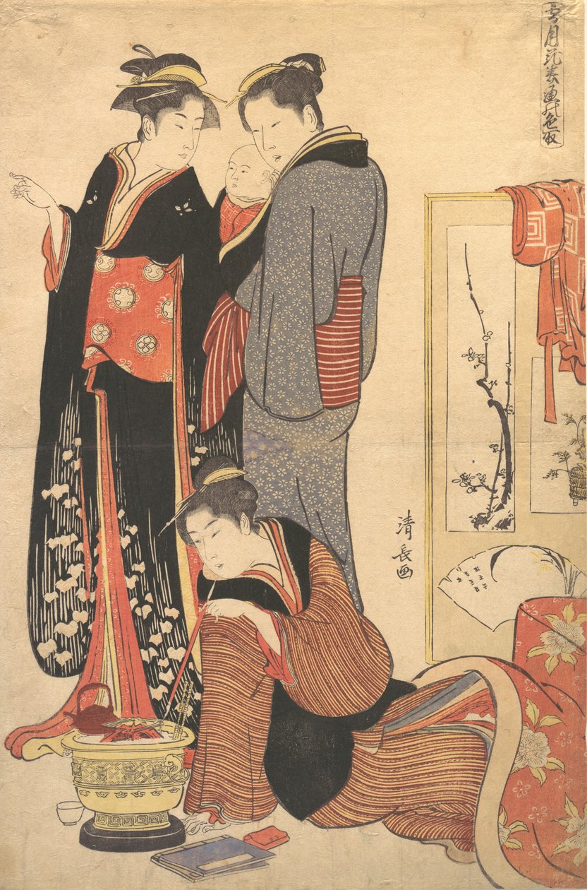 Due Donne in Piedi, Tenendo un Bambino, ca. 1785 da Torii Kiyonaga