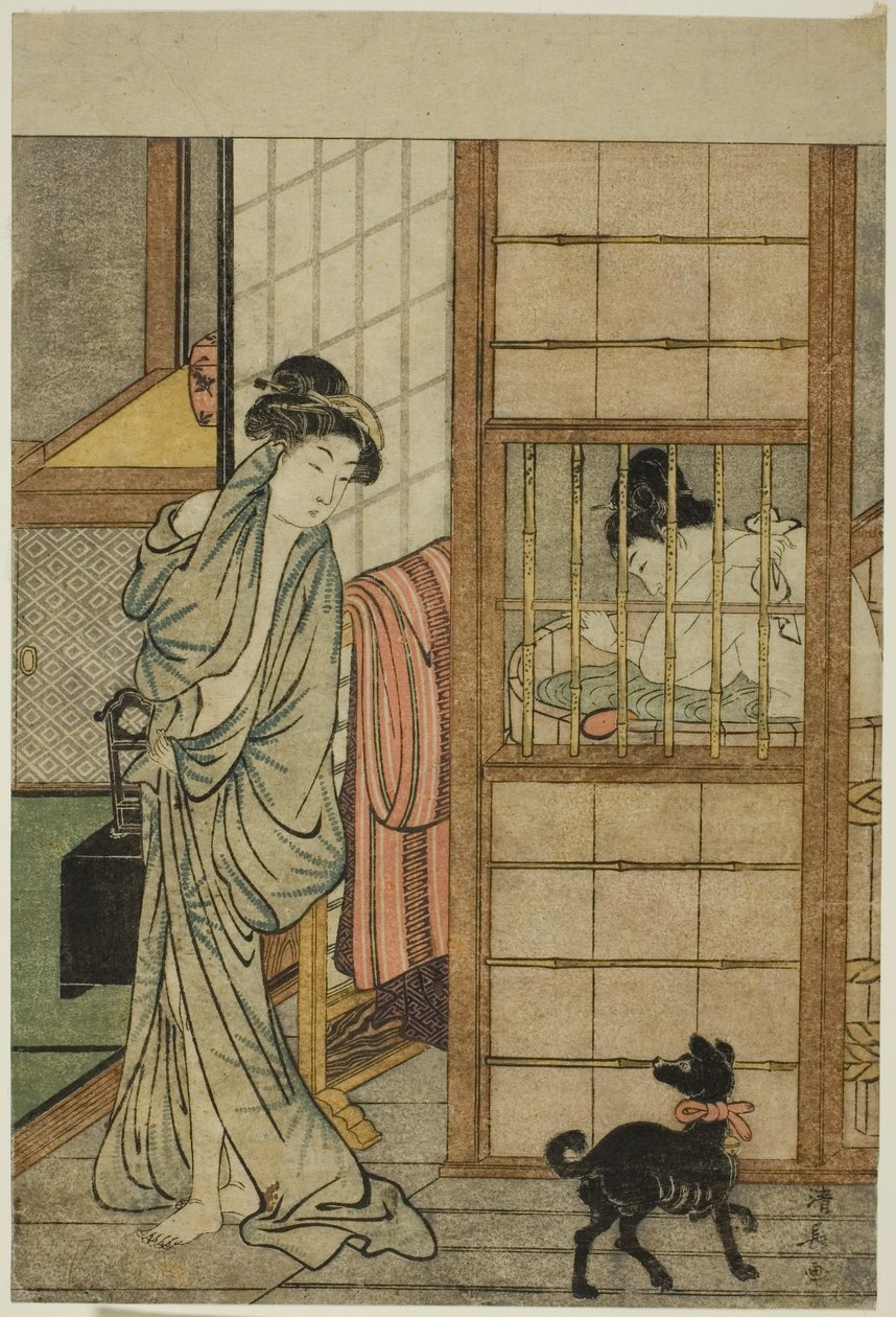 Donna dopo il bagno, da "Confronto di bellezze seducenti (Irokurabe enpu sugata)" da Torii Kiyonaga