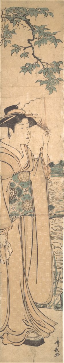 Donna con Ventaglio sulle Rive del Fiume Sumida da Torii Kiyonaga