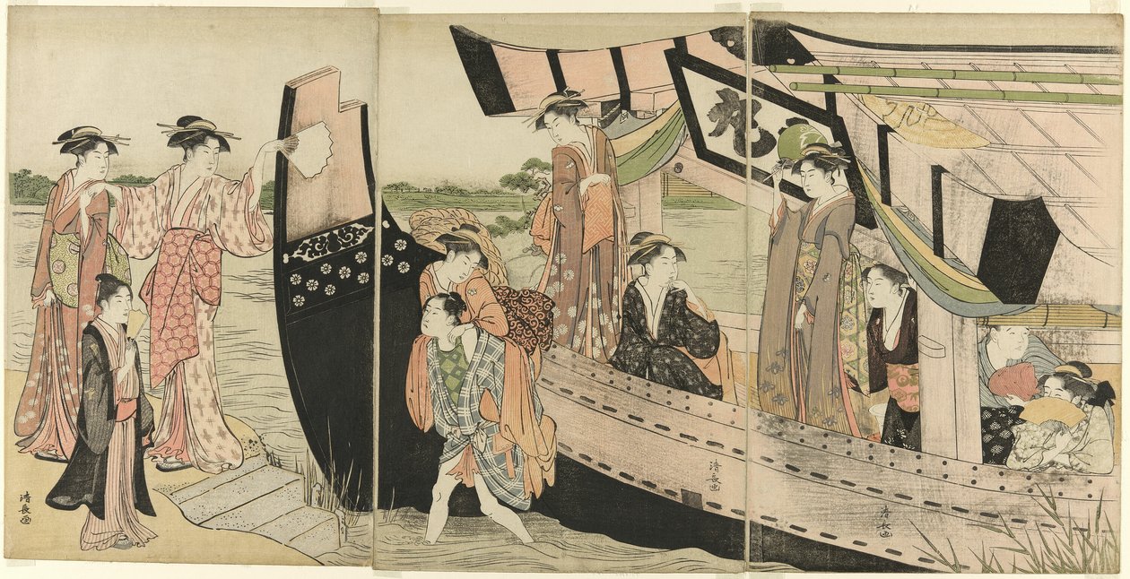 Donne che Sbarcano da una Barca da Piacere sul Fiume Sumida da Torii Kiyonaga