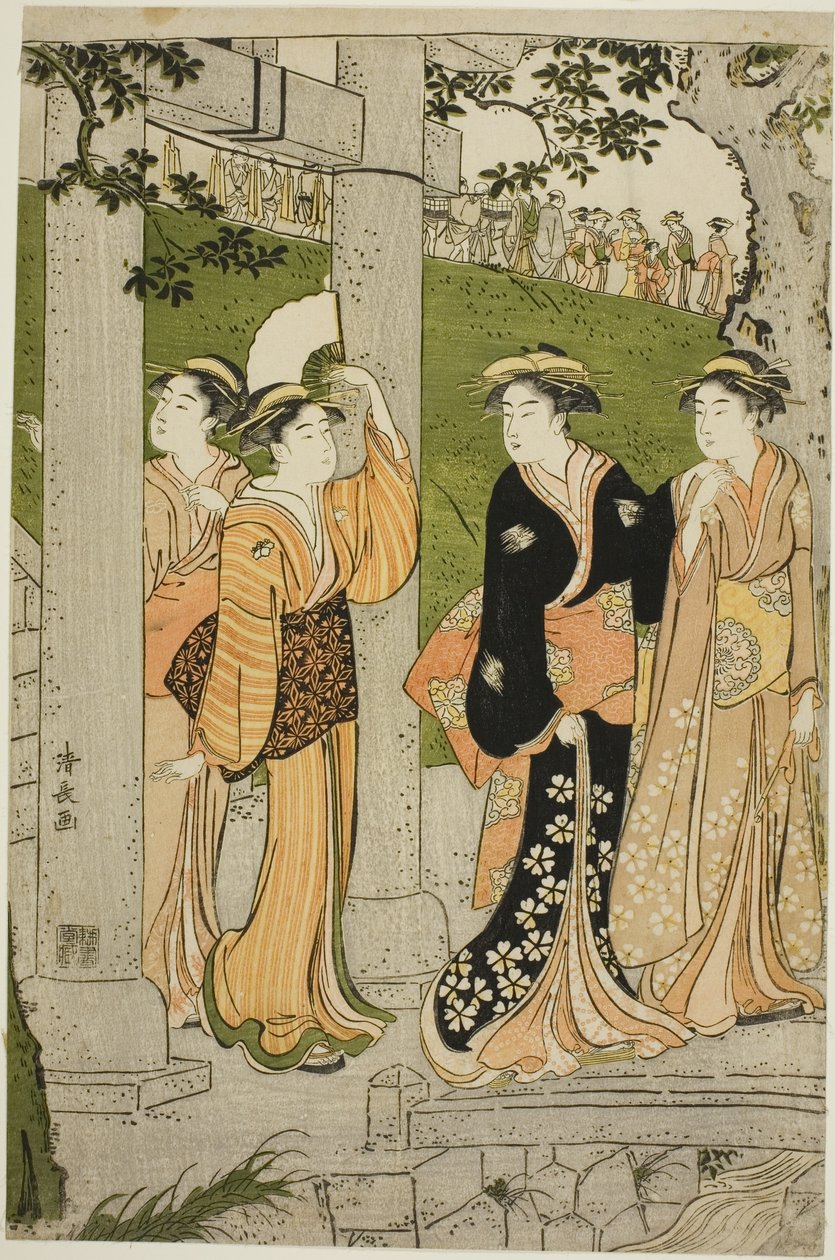 Donne in visita al santuario di Mimeguri da Torii Kiyonaga