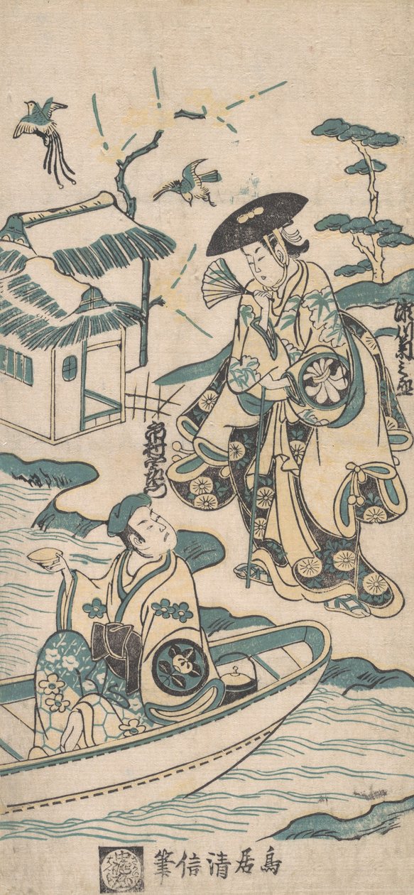 Scena da un dramma, probabilmente Musume Dojoji da Torii Kiyonobu I
