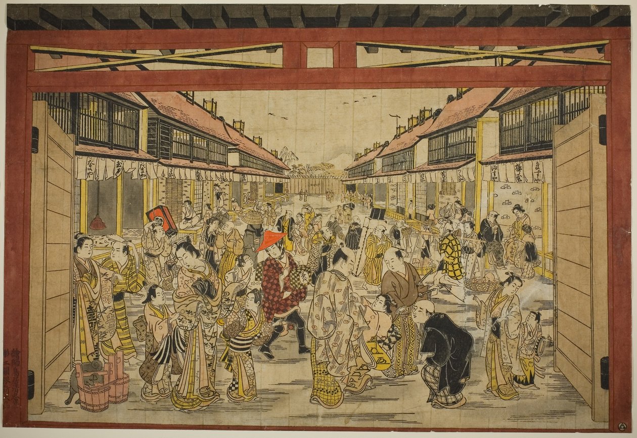 La Porta Principale, Nuovo Yoshiwara, c.1745 da Torii Kiyotada
