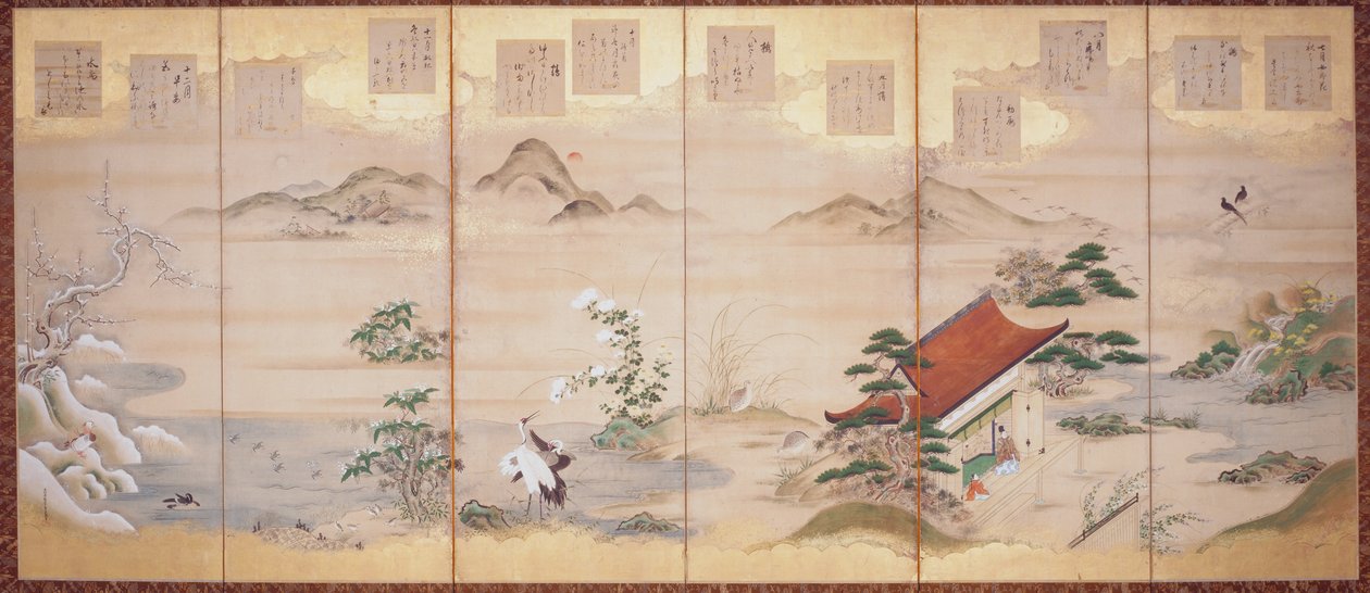 Poesie di Teika per i dodici mesi da Tosa Mitsunari