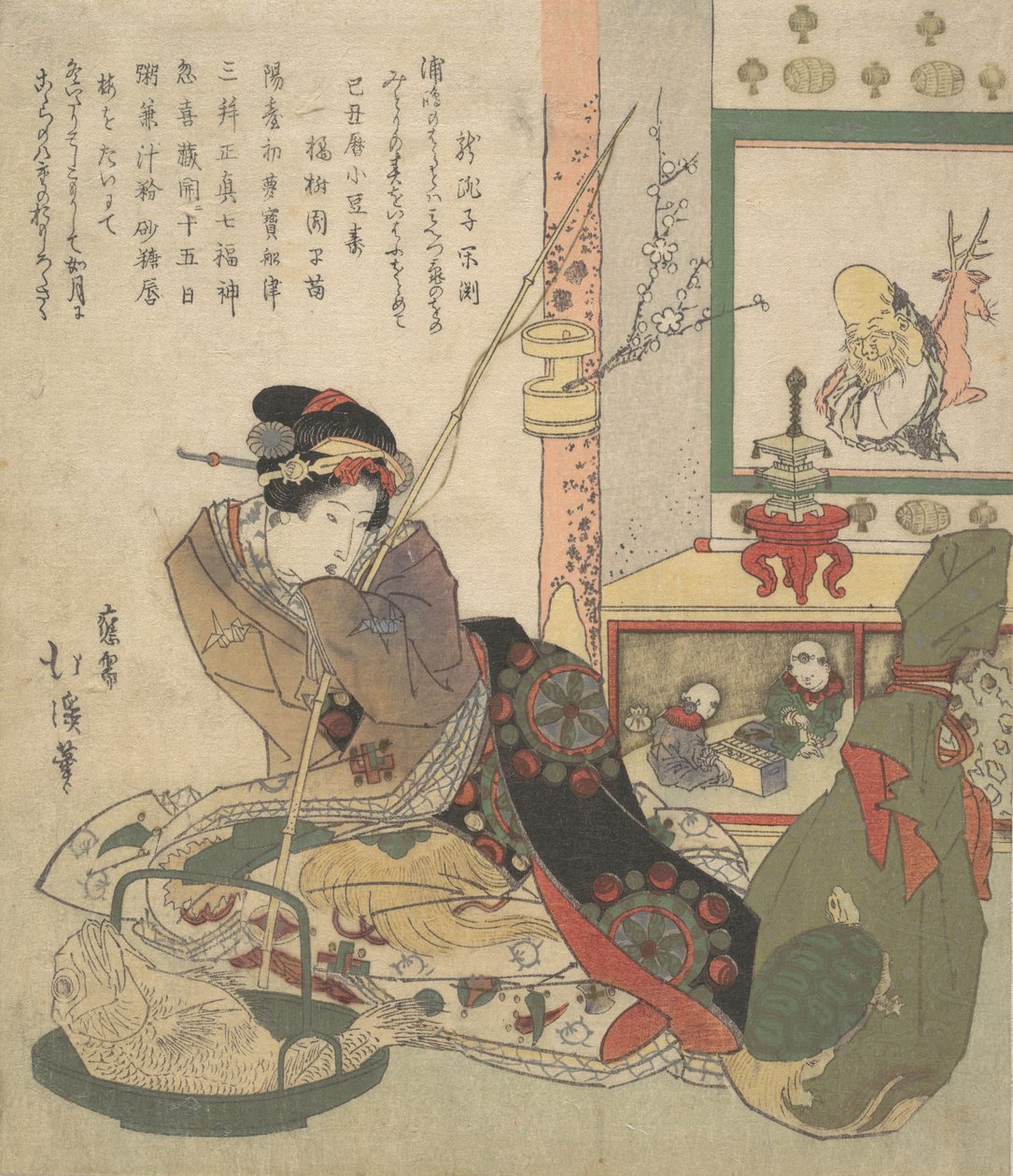 Bijin Urashima e i Sette Dei della Fortuna Shichi-fuku-jin da Totoya Hokkei