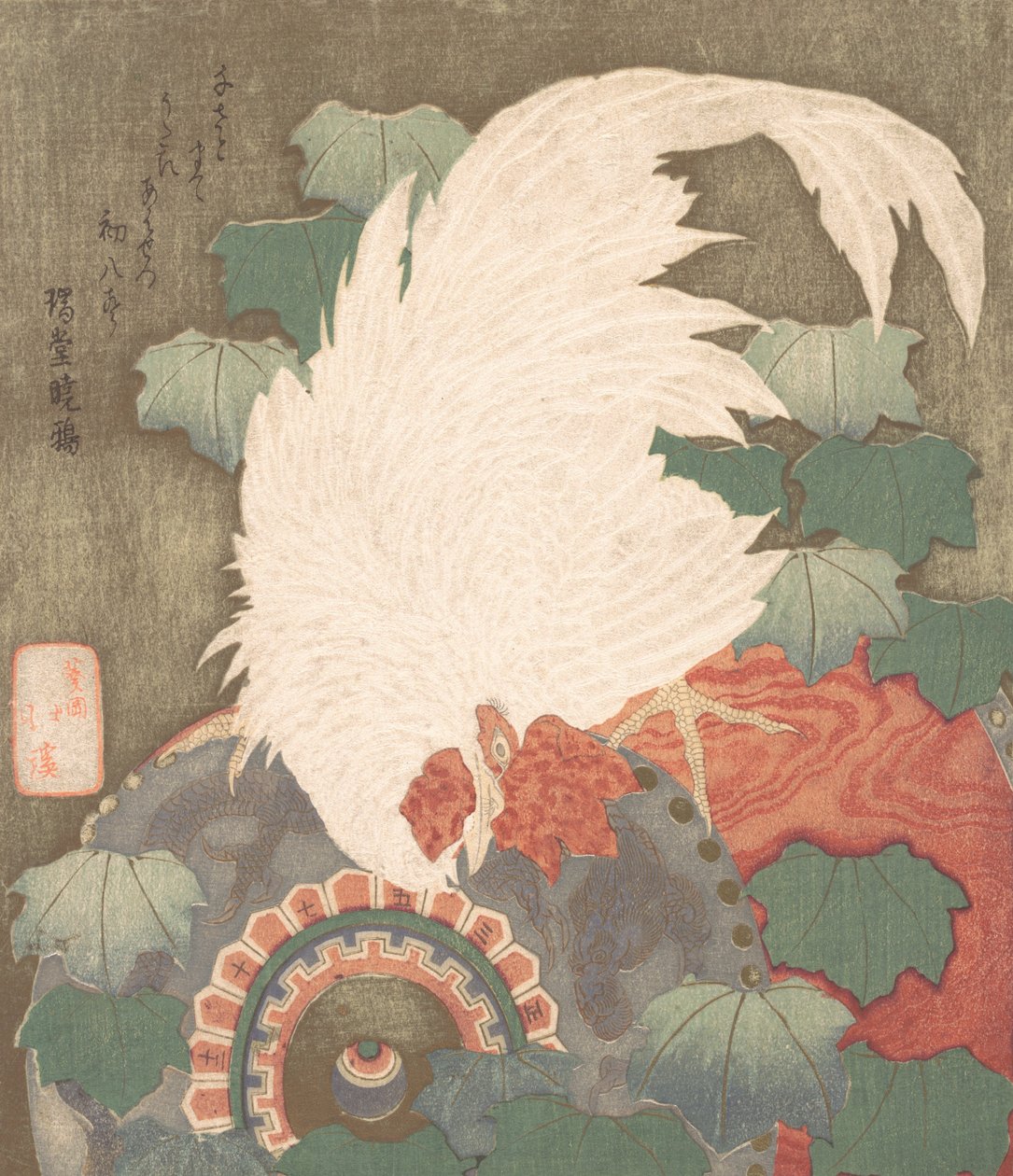Gallo sul tamburo da Totoya Hokkei