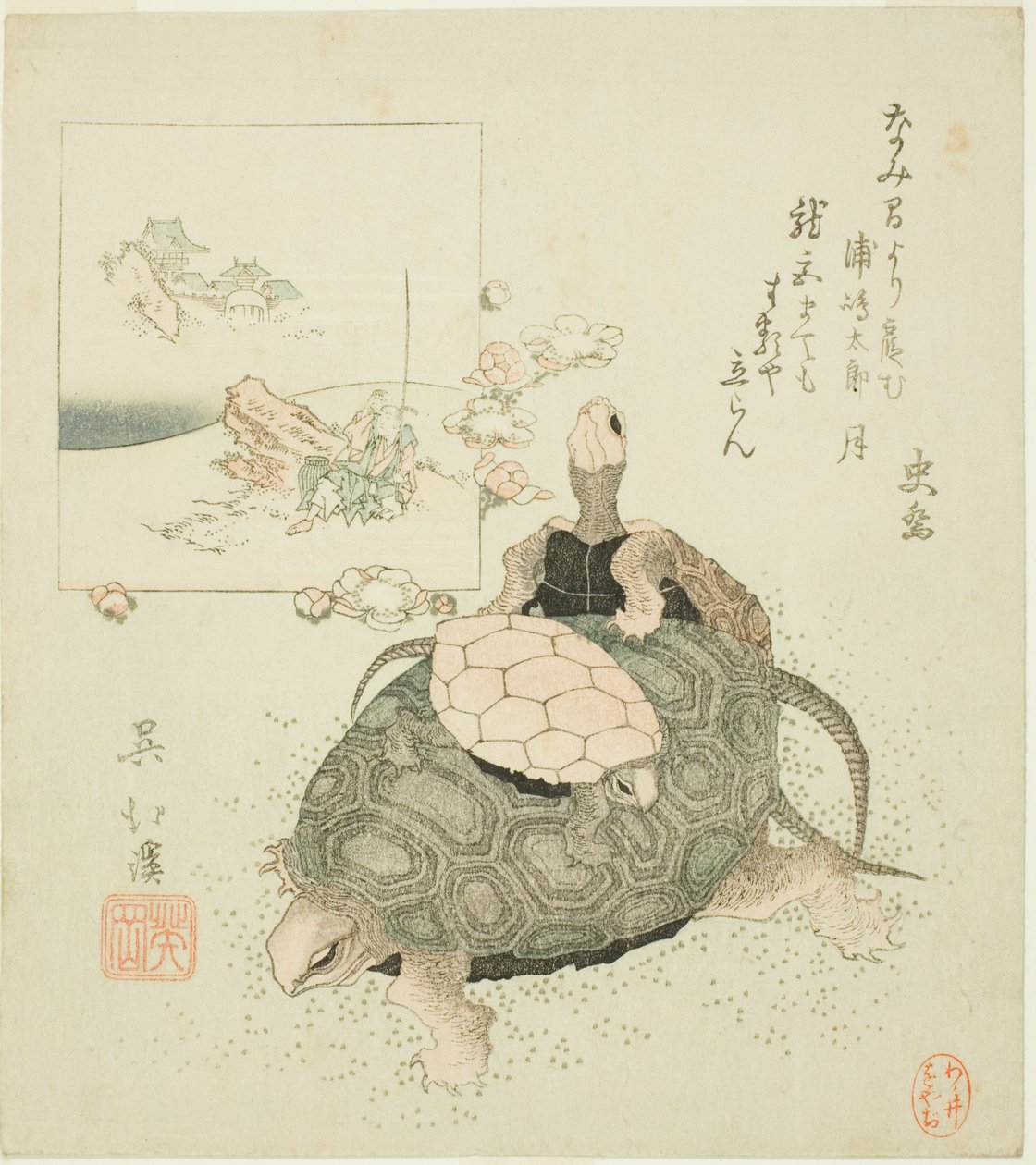 Tartarughe marine e Urashima Taro da Totoya Hokkei