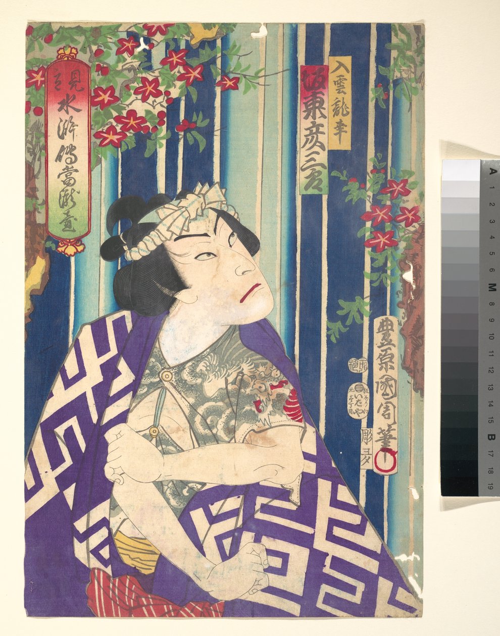 Imaginäres Porträt, Shuihuzhuan der Bühne: Tōryūdai - Schauspieler, Bandō Hikozaburō als Nyūunryū da Toyohara Kunichika