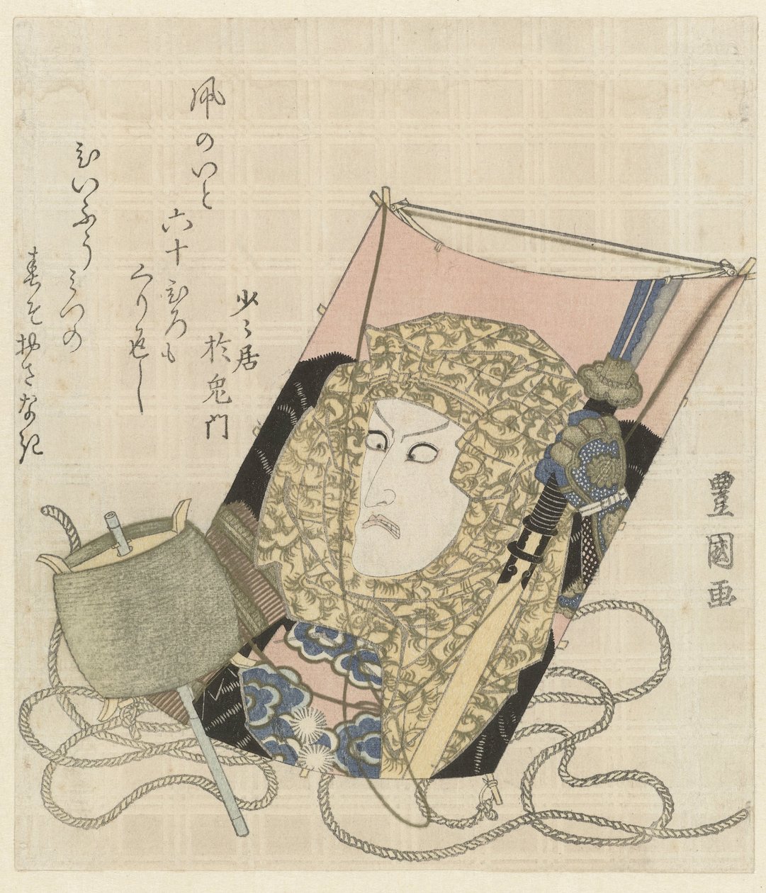 Aquilone con ritratto di uomo con sciarpa da Toyokuni (II) , Utagawa