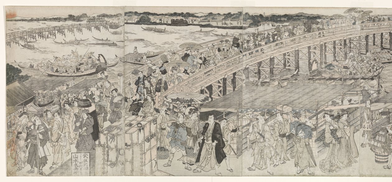 Vista: Godendo la brezza serale al ponte di Ryogoku da Toyokuni (II) , Utagawa