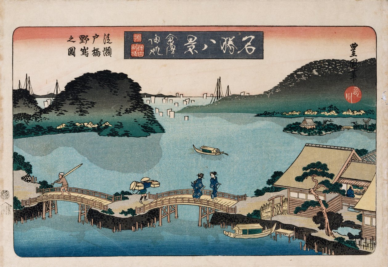 Crepuscolo, Atami, dalla serie "Otto vedute di luoghi famosi" da Toyokuni II