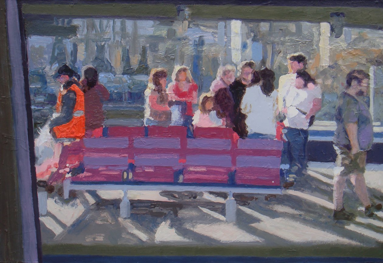 Visto dal finestrino del treno, 2010 (olio su tavola) da Trevor Burgess
