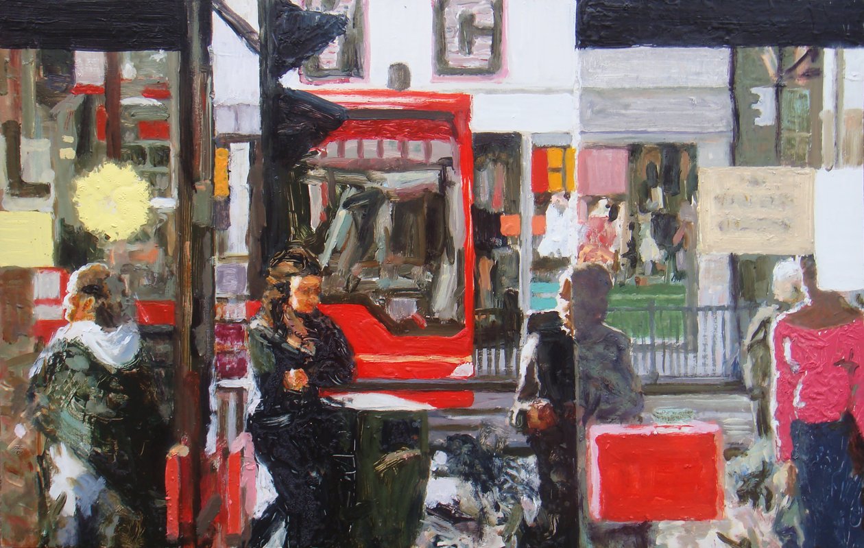 Porta del negozio, 2010 (olio su tavola) da Trevor Burgess