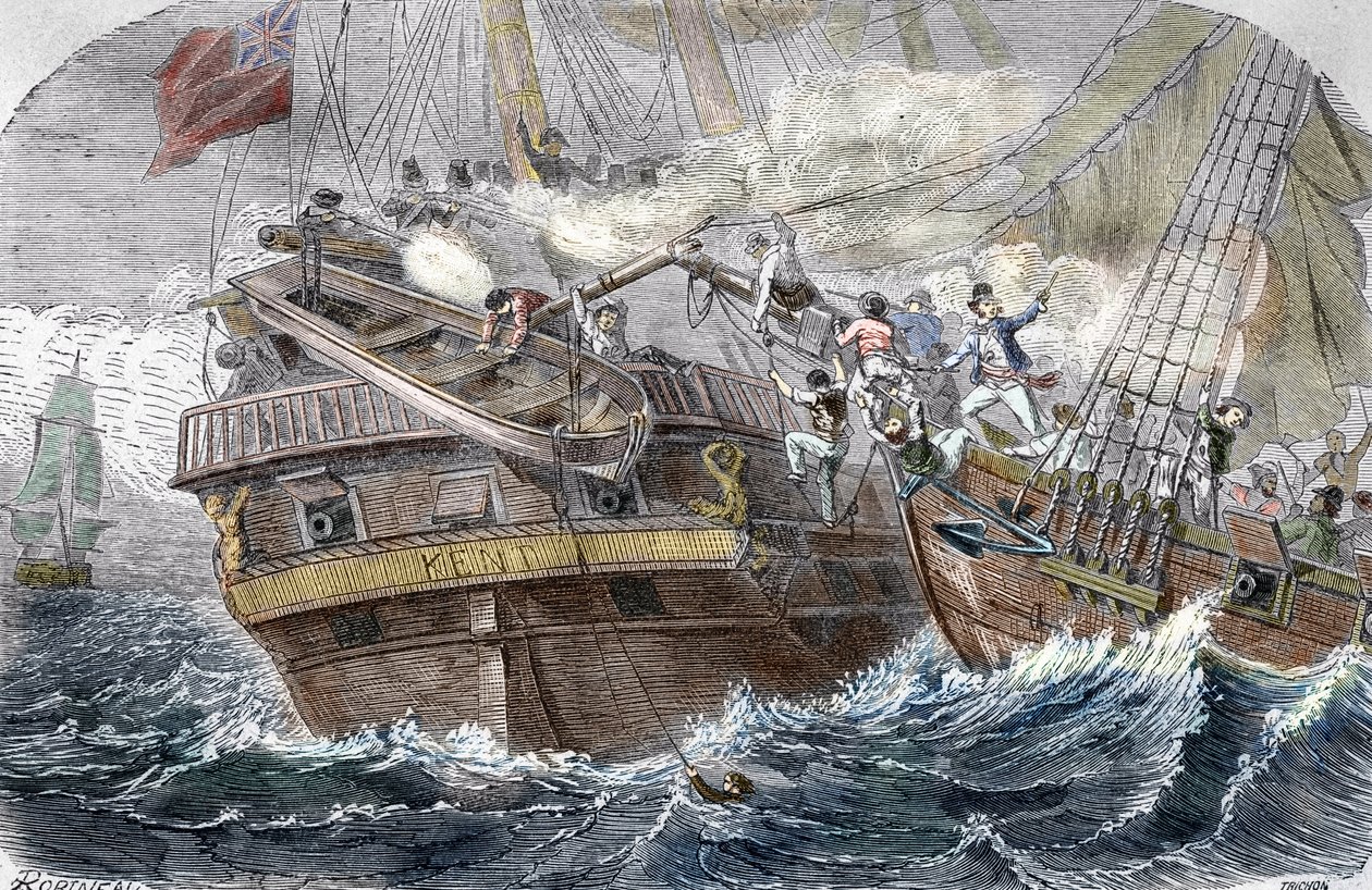 Cattura del Kent da parte del corsaro francese Robert Surcouf sulla nave La Confidence il 7/10/1800 nel Golfo del Bengala da Trichon (after)