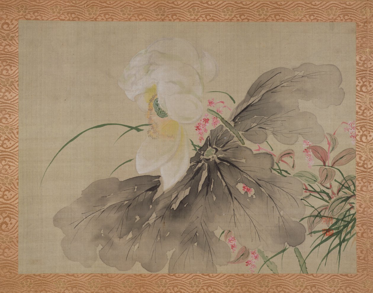 Albero di peonia e melo giapponese in fiore, 1851 da Tsubaki Chinzan