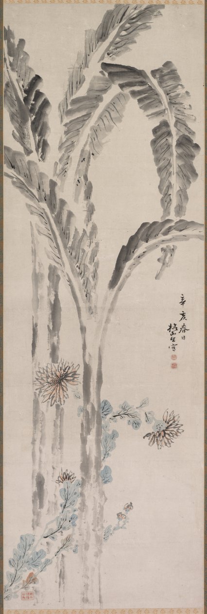 Pianta di banana e crisantemo, XIX secolo da Tsubaki Chinzan