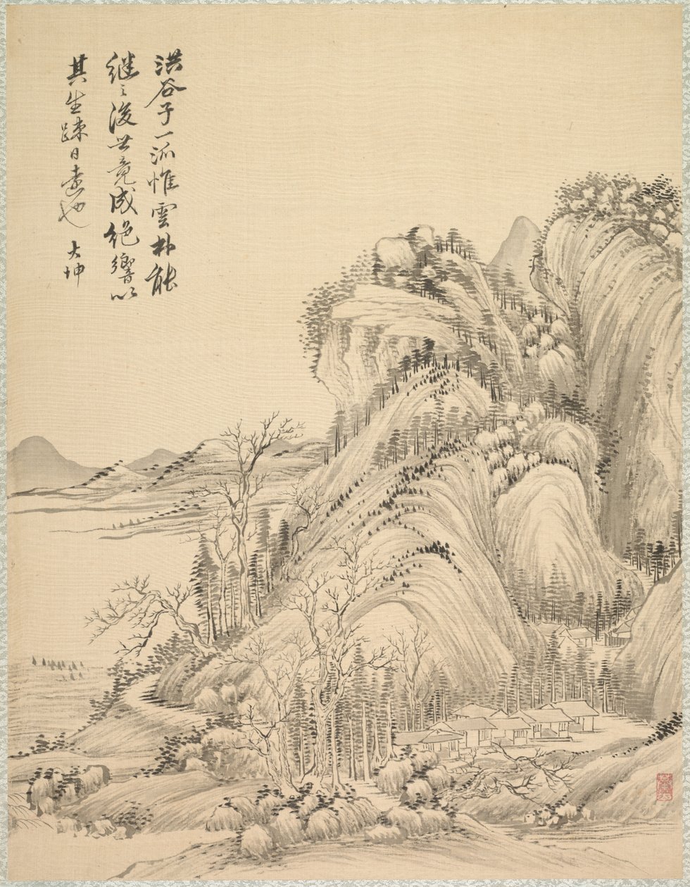 Abitazioni sotto colline piegate, 1847 da Tsubaki Chinzan