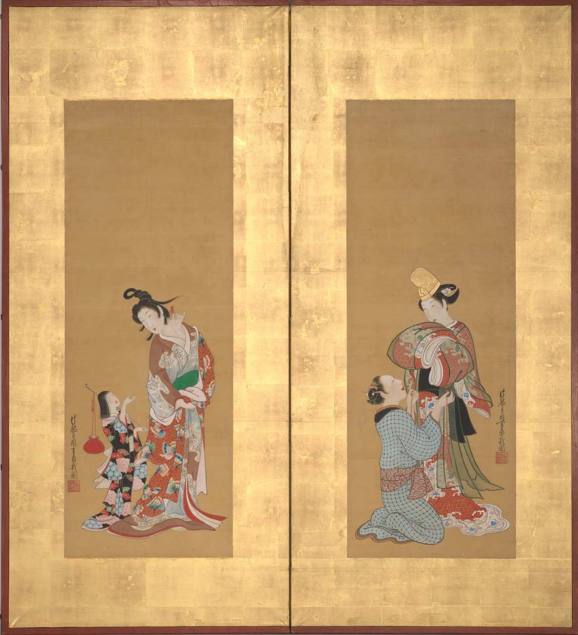 Danzatrice Shirabyoshi e Serva Femminile, Cortigiana e Ragazza Attendente da Tsukioka Masanobu