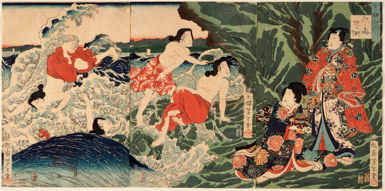 Un moderno principe Genji a Chigogafuchi, Enoshima da Tsukioka Yoshitoshi