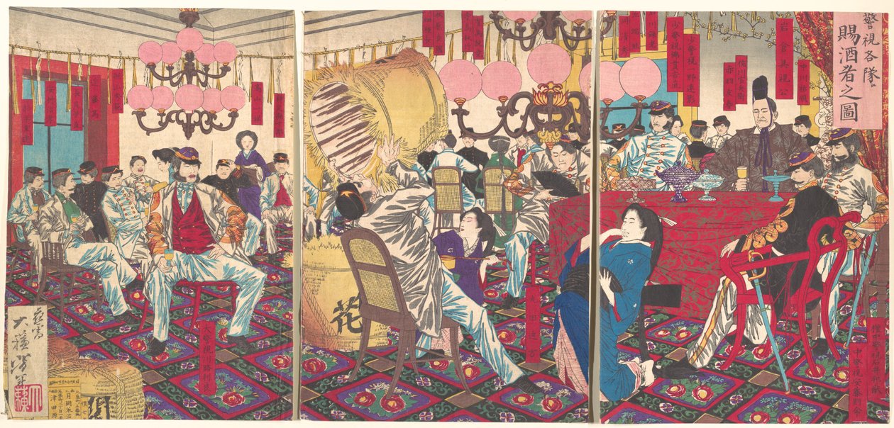 Festa del sovrintendente di polizia: un dono di cibo e bevande da Tsukioka Yoshitoshi