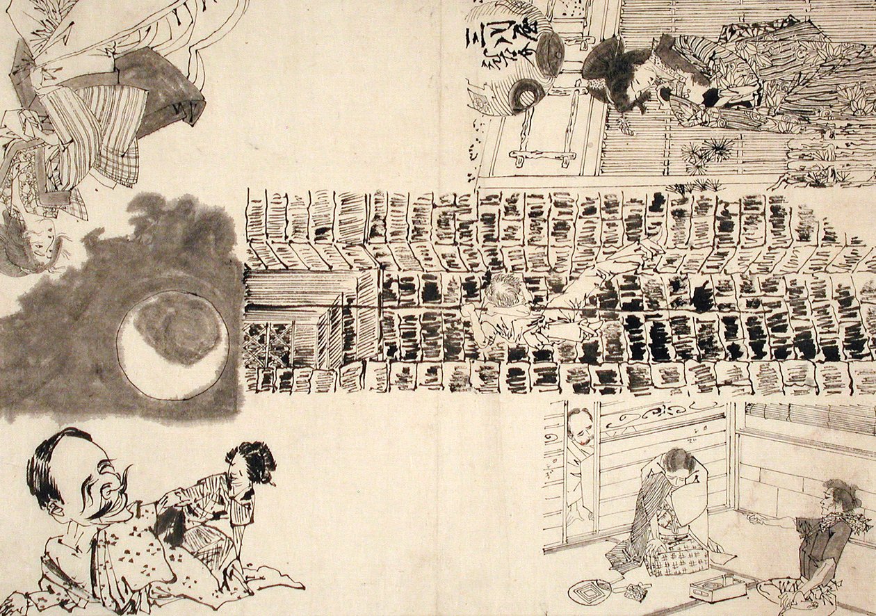 Disegno preparatorio per illustrazioni di melodrammi e parodie da Tsukioka Yoshitoshi