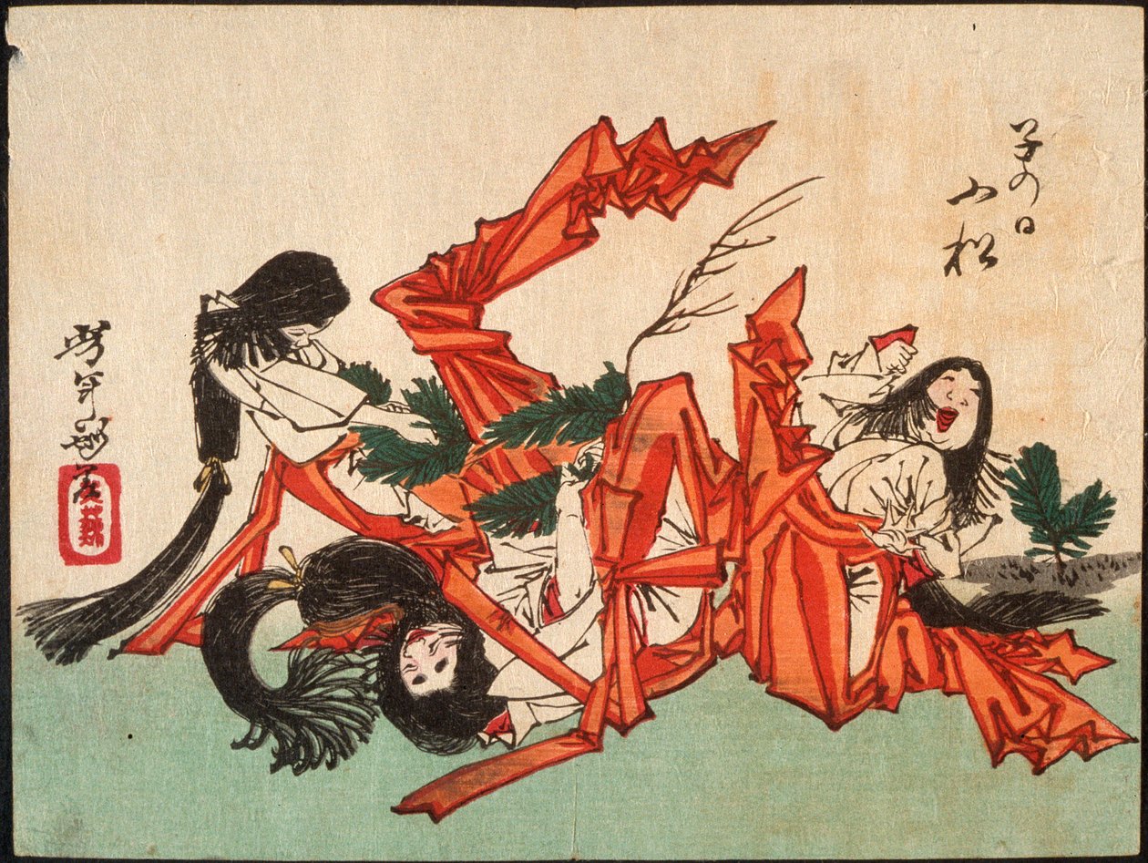 Ziehen von Kieferntrieben am Tag der Ratte da Tsukioka Yoshitoshi