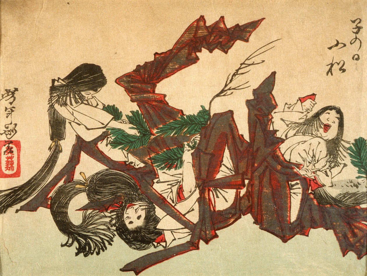 Ziehen von Kieferntrieben am Tag der Ratte da Tsukioka Yoshitoshi