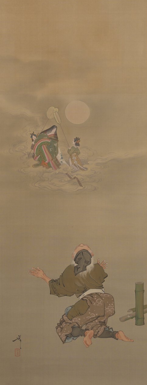 Ritornato nel Palazzo della Luna-Taketori (Tagliatore di bambù) dalla serie Dodici aspetti della luna da Tsukioka Yoshitoshi