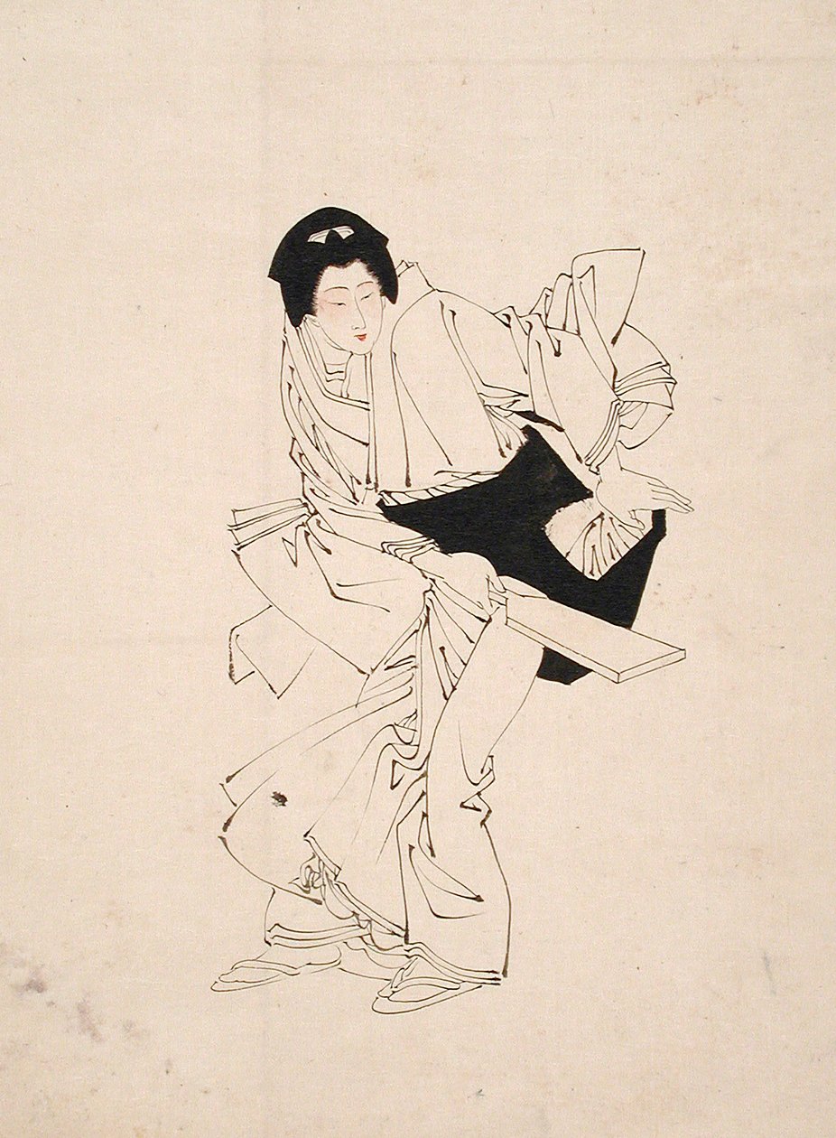 Schizzo di una donna con una racchetta da volano da Tsukioka Yoshitoshi