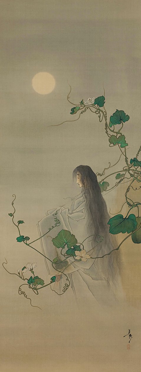 Lo spirito del defunto Yugao avvolto in viti di fiori di luna, ca. 1892 da Tsukioka Yoshitoshi