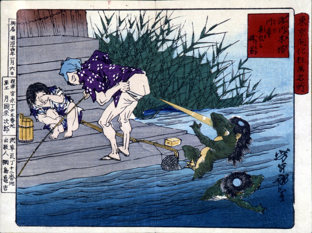 Yodo Gawakré: il fantasma del fiume che indovina sui glutei (Kappa) di Tsukioka Yonejiro da Tsukioka Yoshitoshi