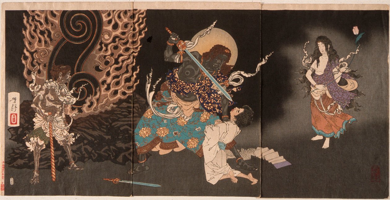 Yūten che ingoia la spada di Fudō da Tsukioka Yoshitoshi