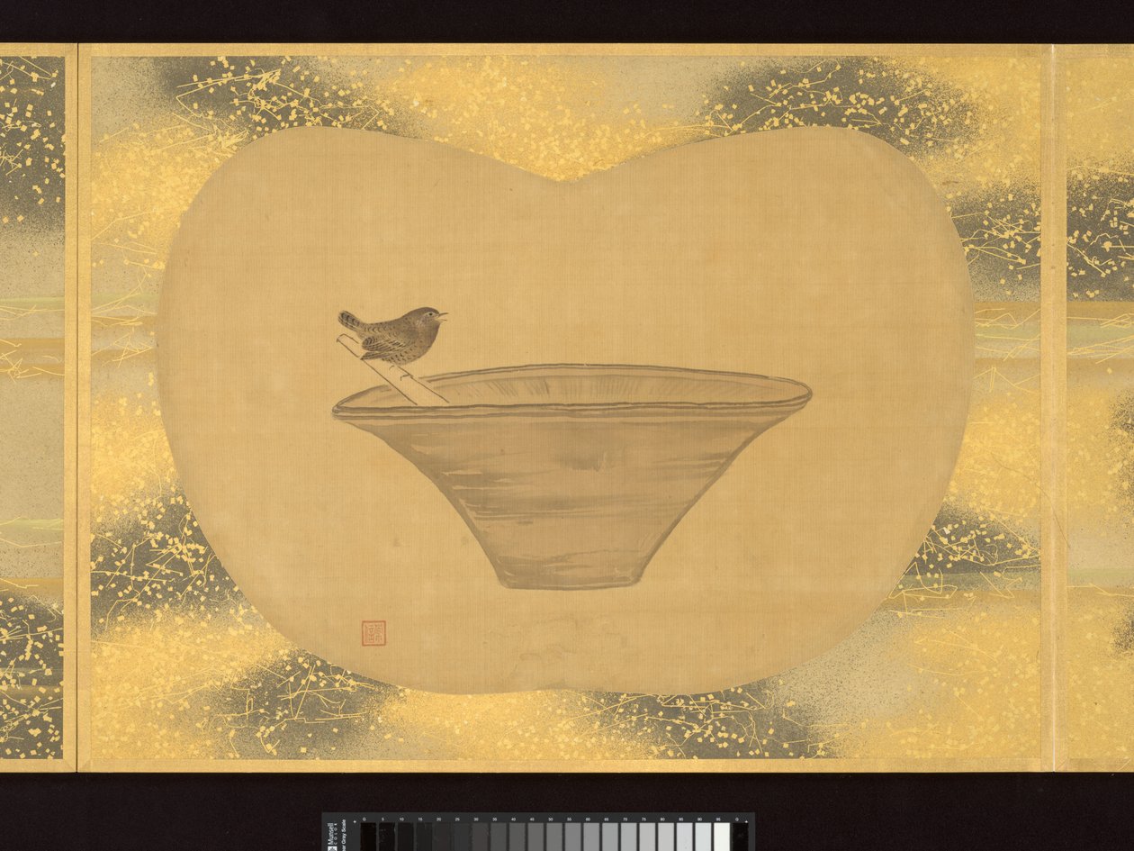 Album di dipinti a ventaglio di figure, uccelli e fiori da Tsunenobu Kano