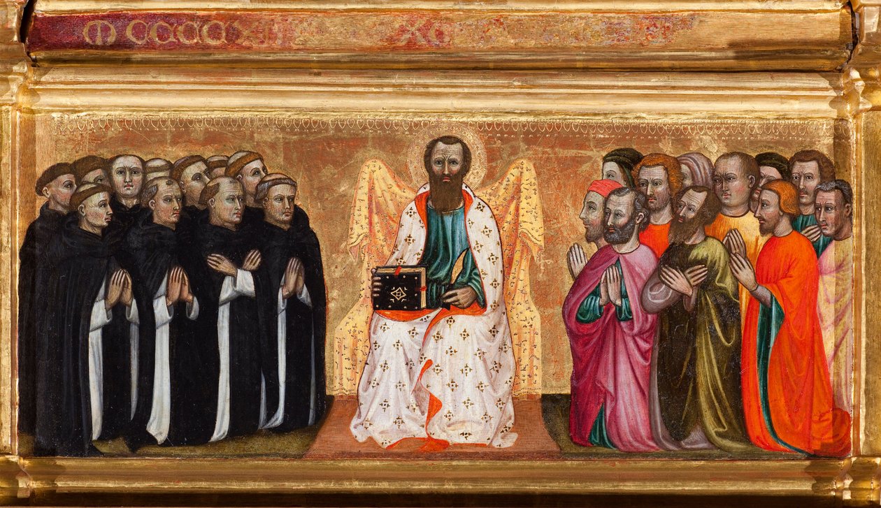 Predella con la vita di San Bartolomeo, dalla Vergine e bambino circondati da angeli e santi da Turino Vanni