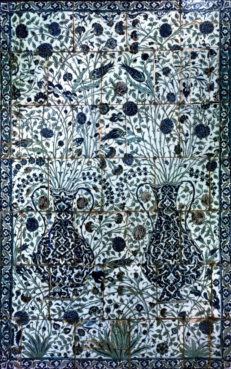 Pannello decorativo con due vasi e fiori da Turkish School