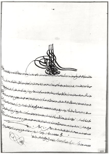 Documento di passaggio sicuro dato a Rene de Chateaubriand da Sultan Selim III, 14-23 settembre 1806 da Turkish School