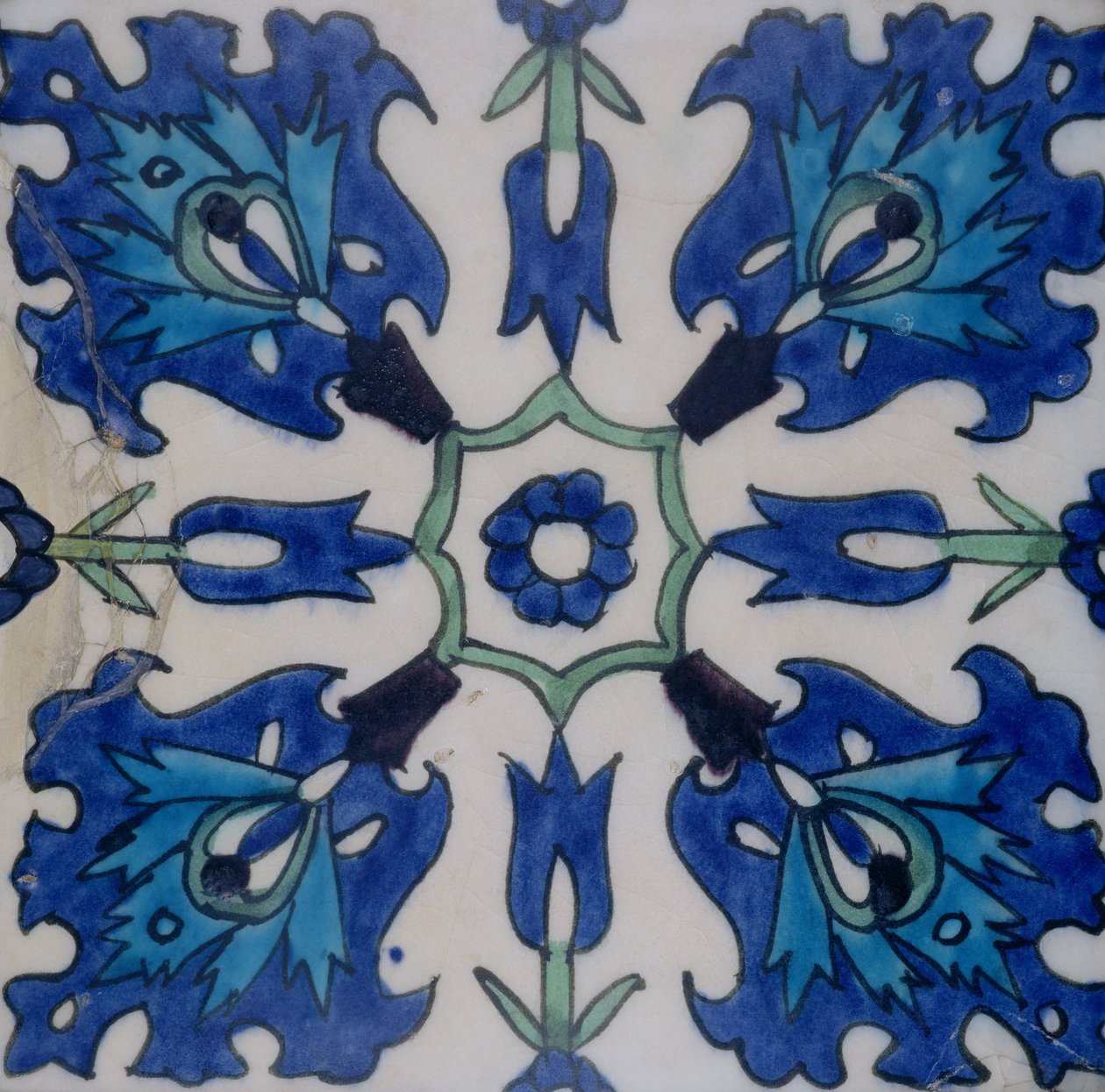 Piastrella di Isnik con disegno floreale da Turkish School