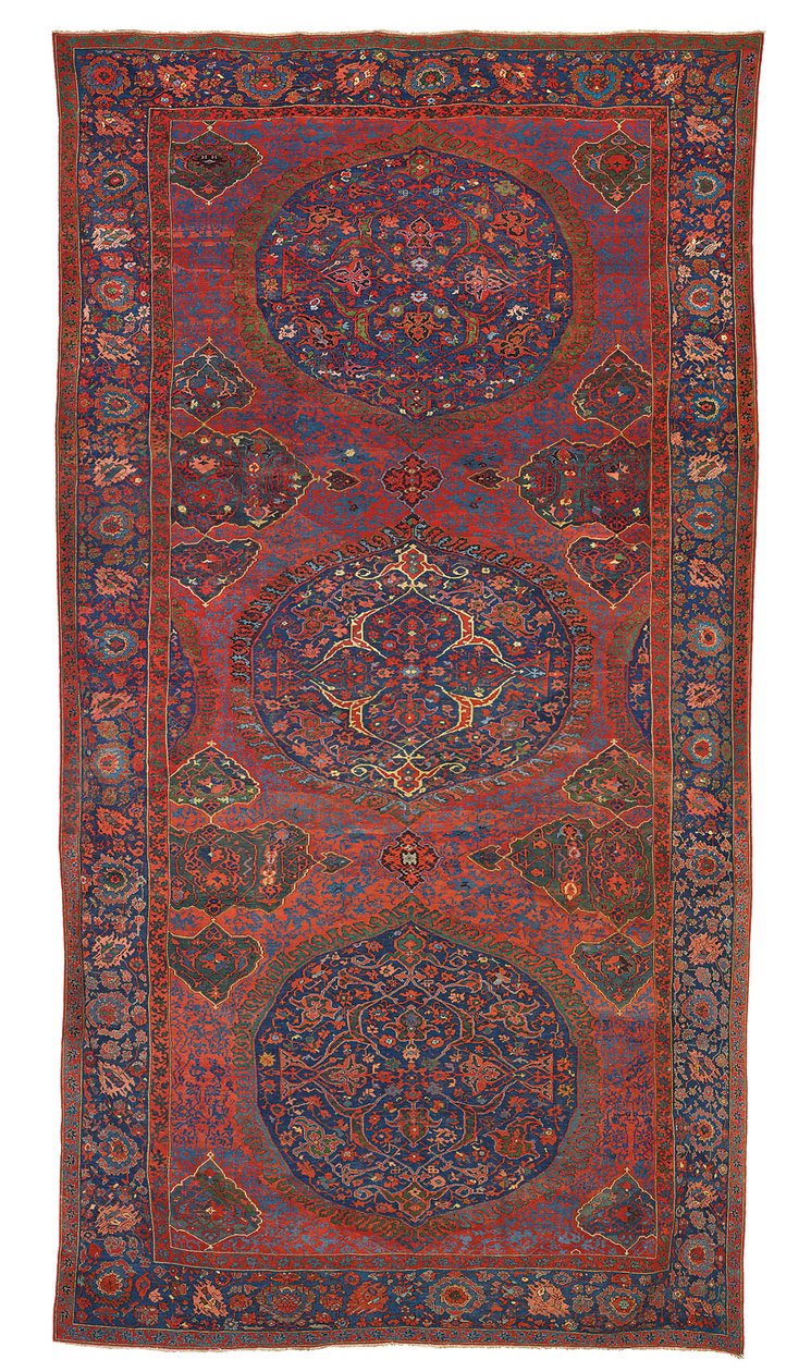 Grande tappeto Ushak a triplo medaglione, Anatolia occidentale da Turkish School
