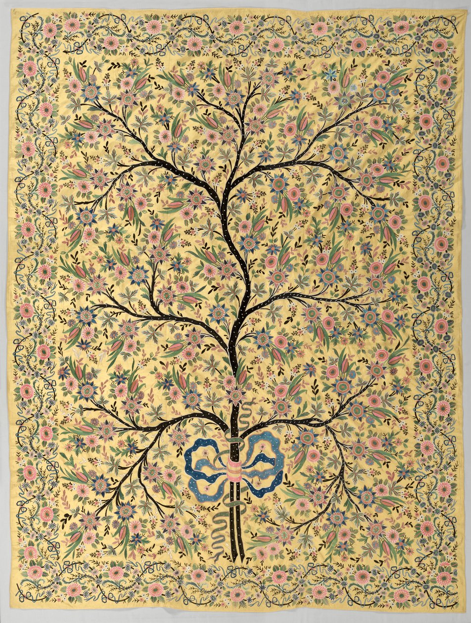 Tessuto di seta con albero della vita ricamato, 1800s da Turkish School