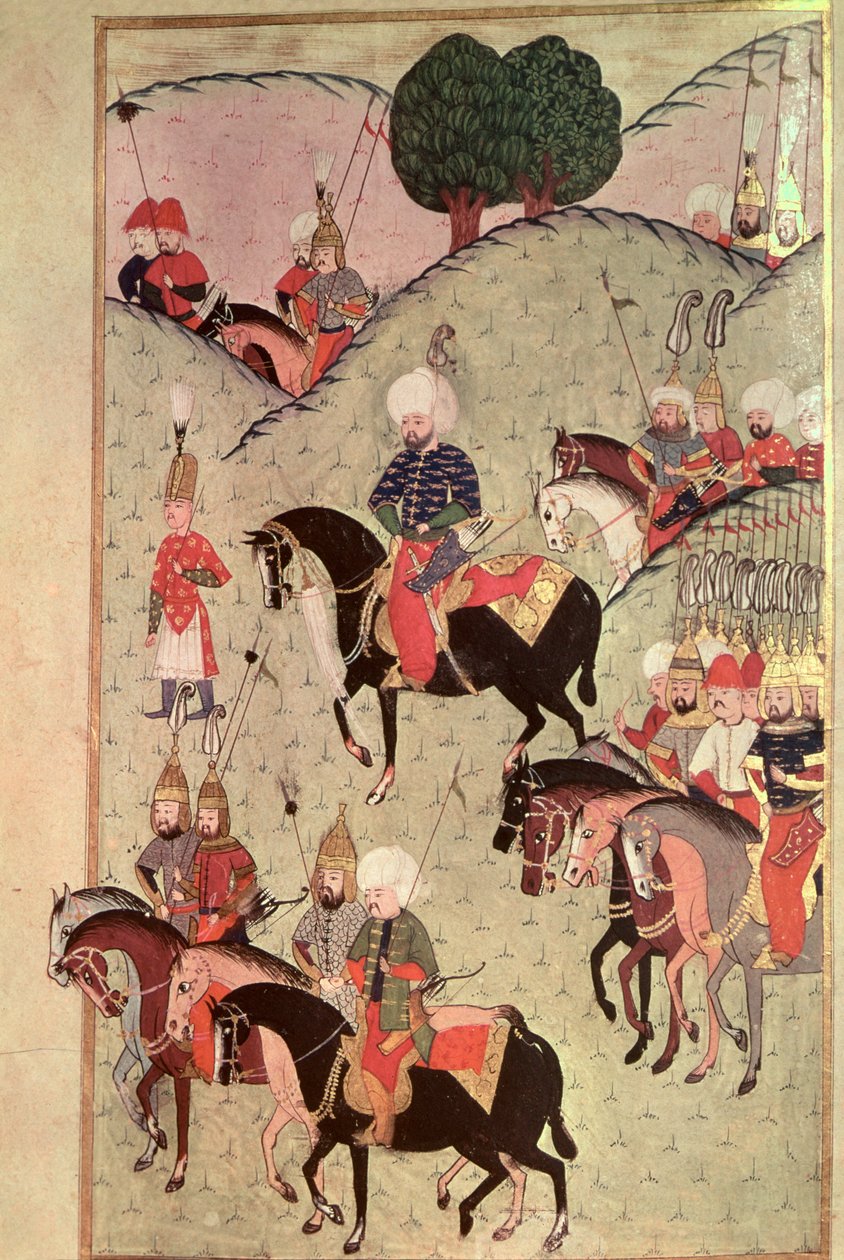 Sultano Selim II (1524-74) che cavalca tra Kotahia e Belgrado per riunirsi all