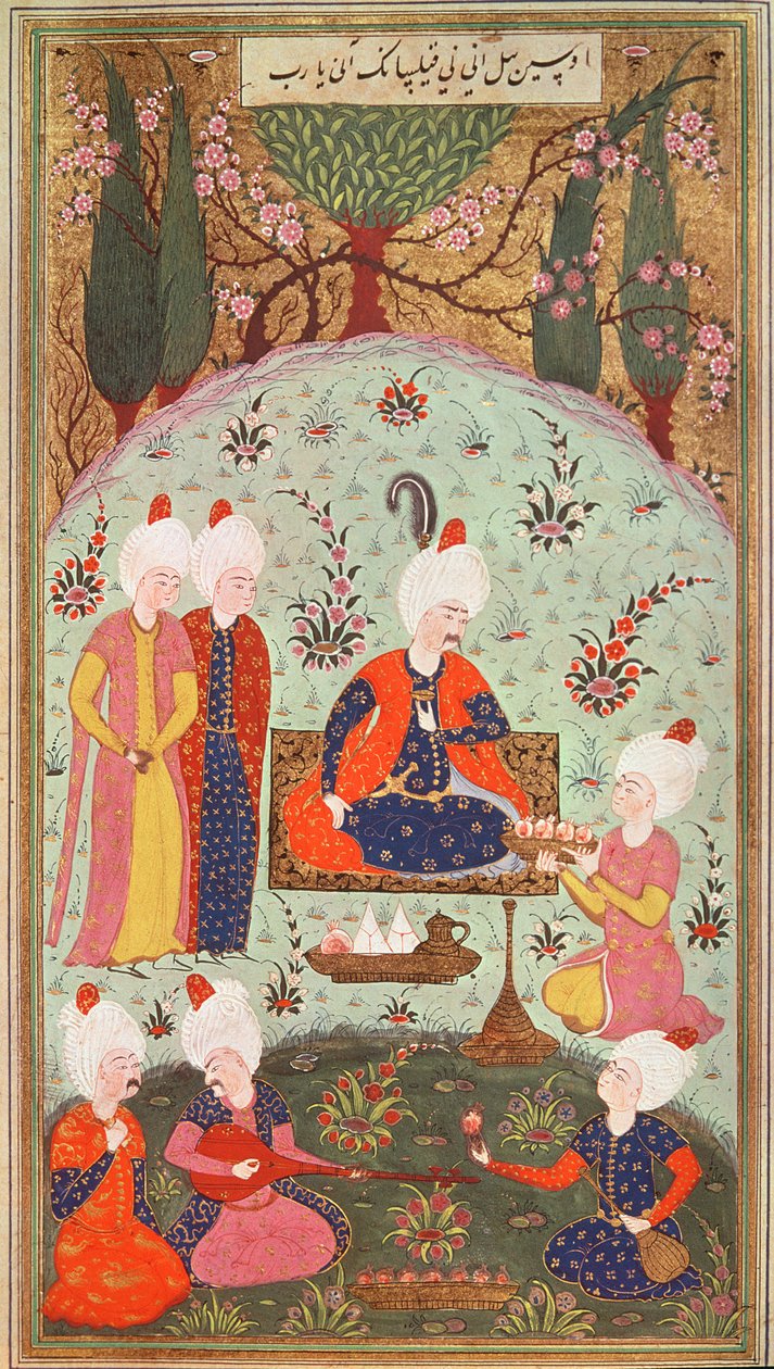 TSM H.804 & H.806 Il Principe della Corona che celebra la vittoria con un pasto nel giardino, 1534 da Turkish School