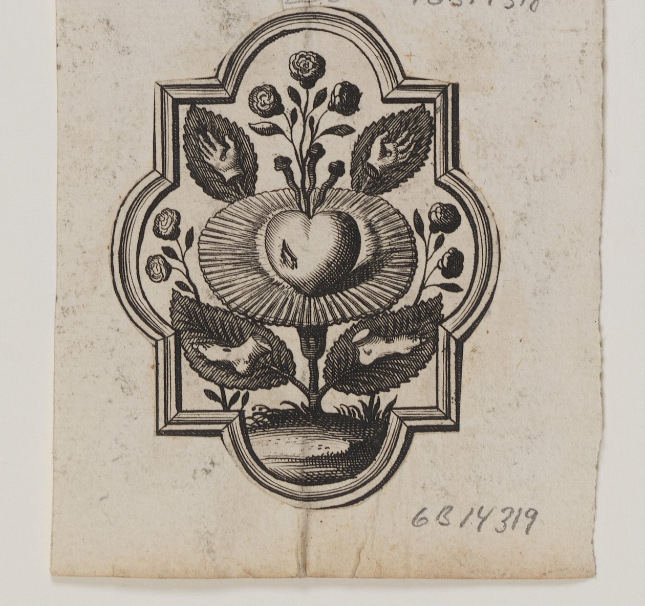 Emblema con un cuore trafitto da una rosa da Ubekendt