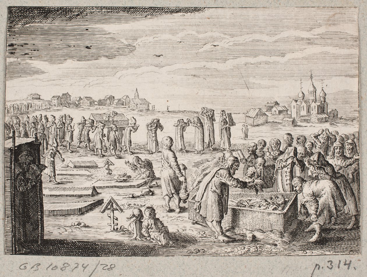 Cimitero russo con un defunto benedetto con un