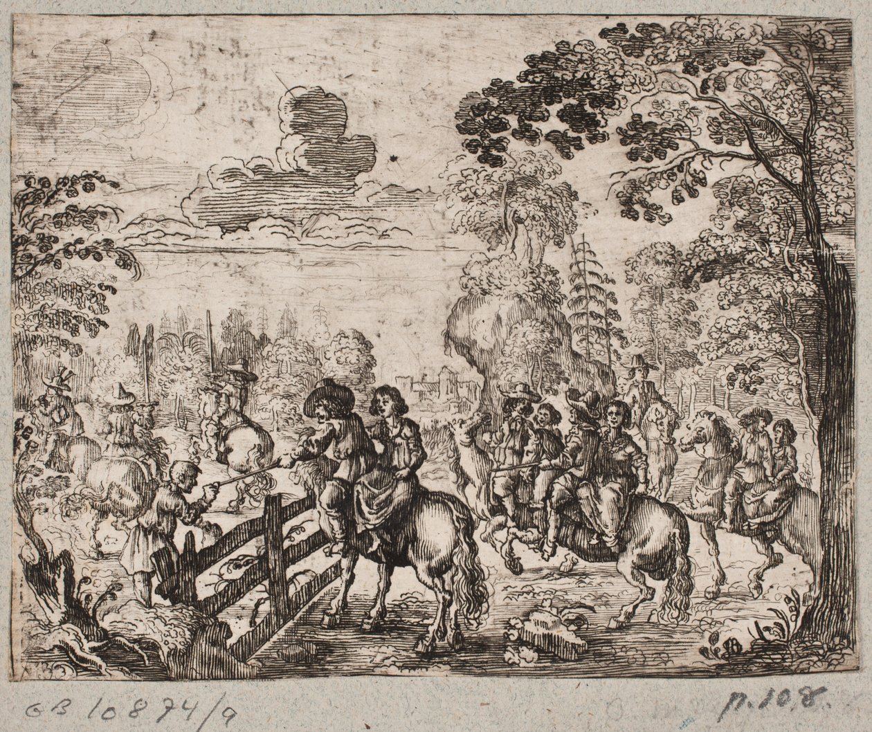 Scena di bosco con cavalieri da Ubekendt