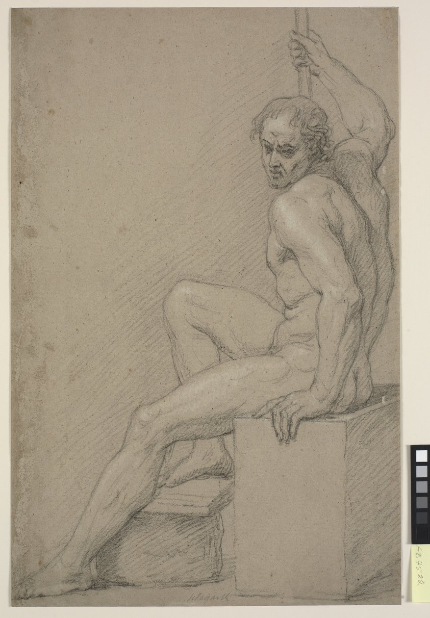 Studio di uomo nudo seduto da Ubekendt