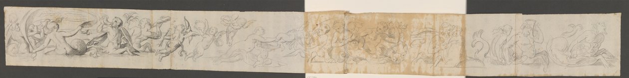 Cavallucci marini, tritoni e putti che cavalcano delfini da Ubekendt Ubekendt